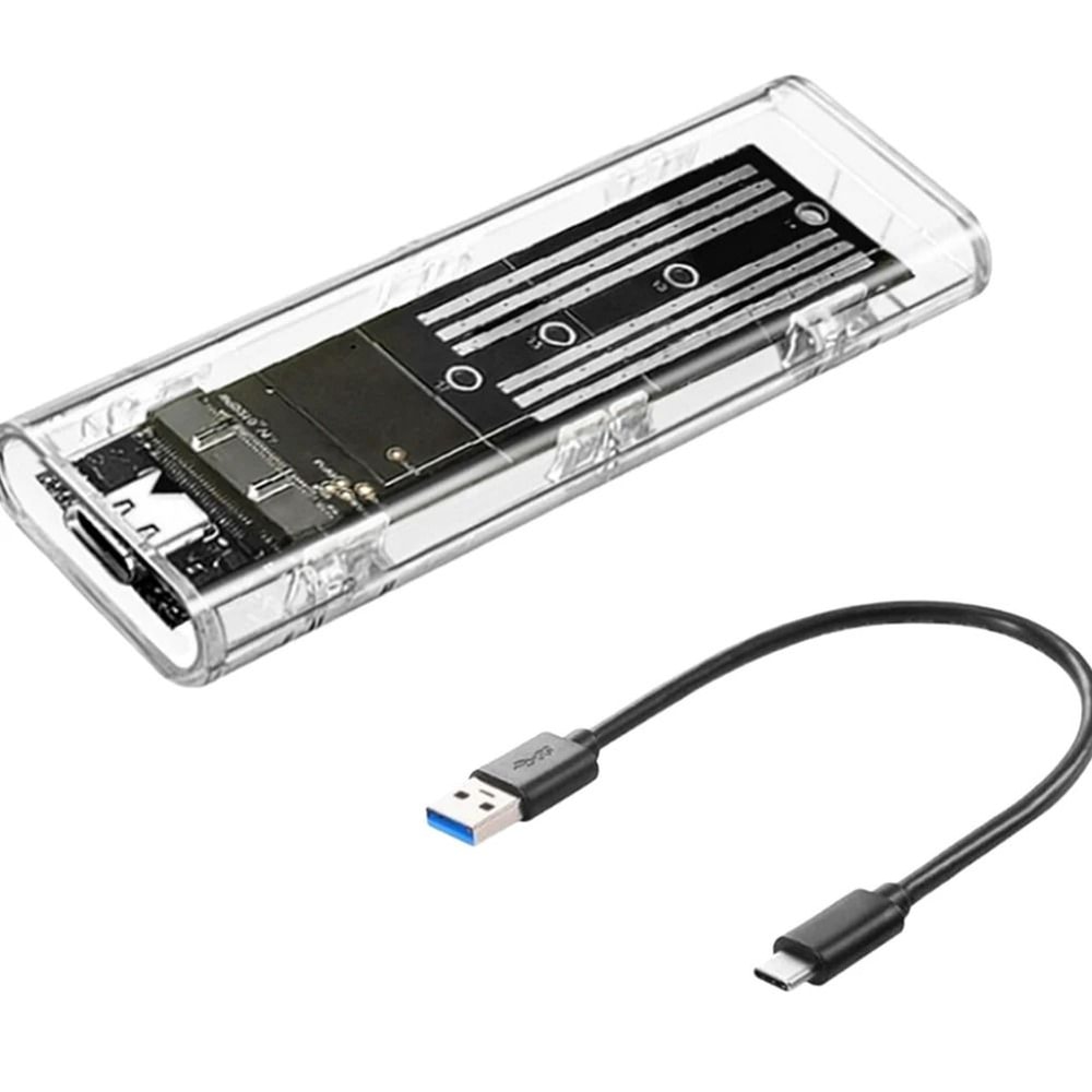 M2 SATA External SSD Enclosure USB C 10Gbps Transparent Hard Drive Case 1