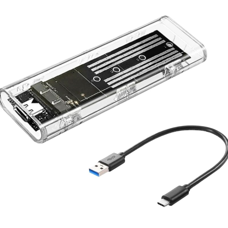M2 SATA External SSD Enclosure USB C 10Gbps Transparent Hard Drive Case 1