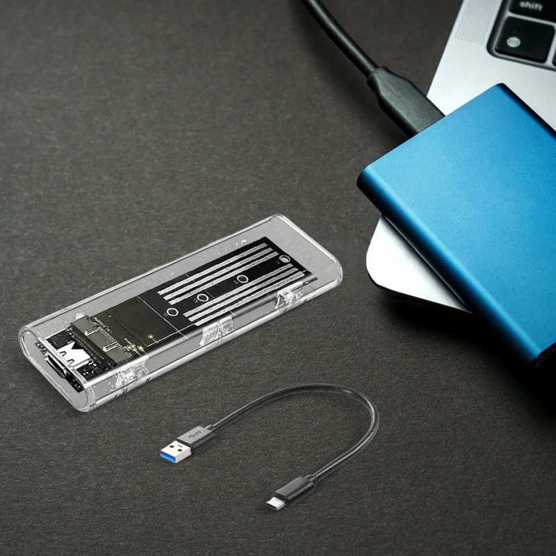 M2 SATA External SSD Enclosure USB C 10Gbps Transparent Hard Drive Case 3