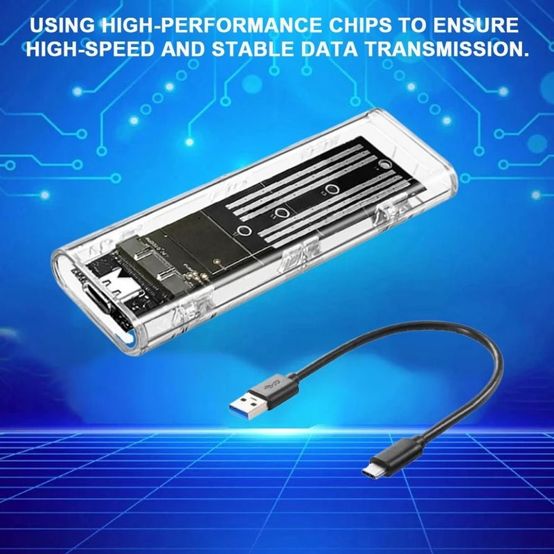 M2 SATA External SSD Enclosure USB C 10Gbps Transparent Hard Drive Case 4