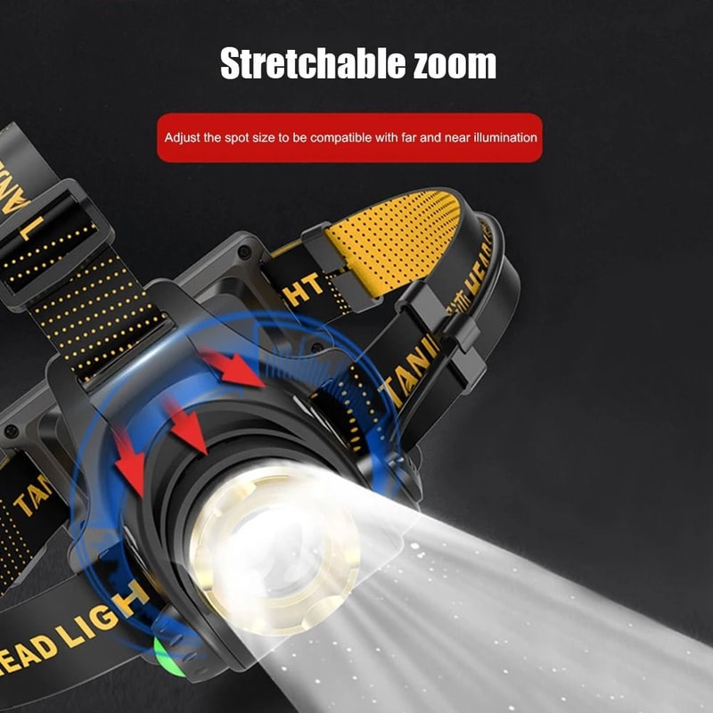 Super Bright LED Headlamp USB Rechargeable Waterproof Outdoor Headlight 5