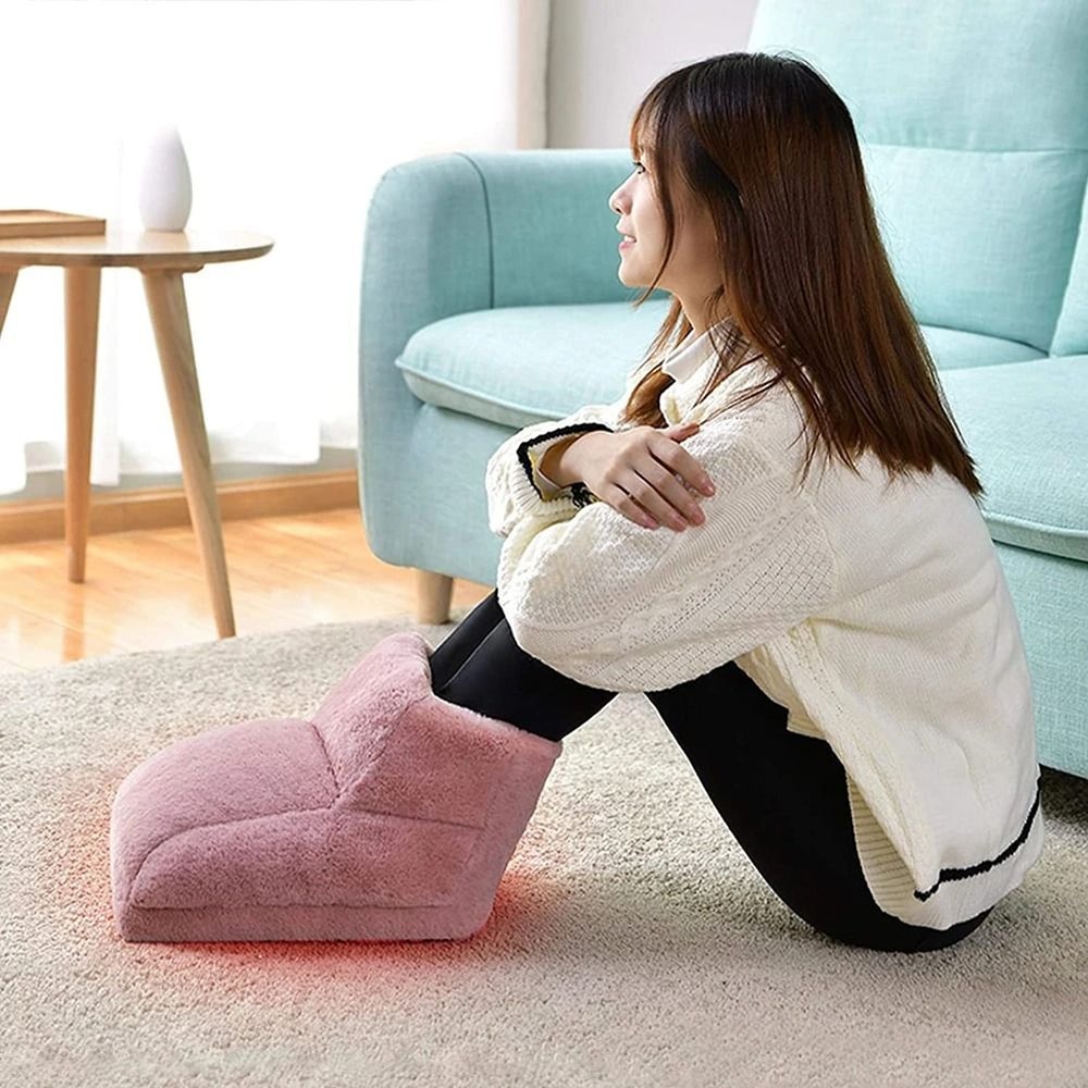 USB Electric Foot Warmer Slippers Soft Plush Heating Pad For Men And Women 6