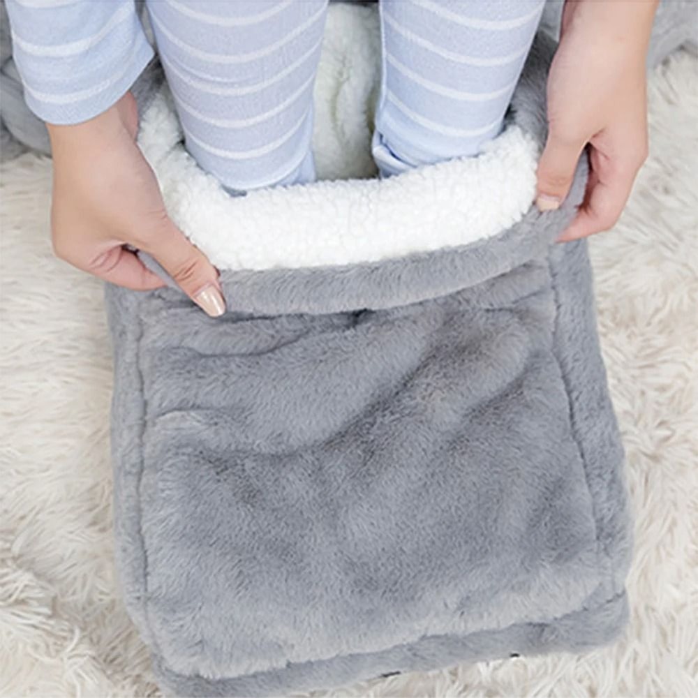 USB Electric Foot Warmer Slippers Soft Plush Heating Pad For Men And Women 0