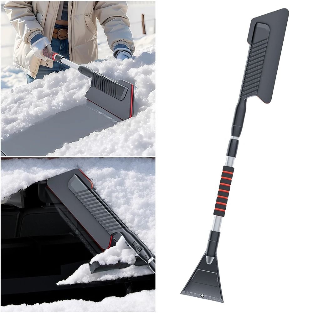 3 In 1 Car Snow Shovel And Windshield Ice Scraper With Defrost Broom 7