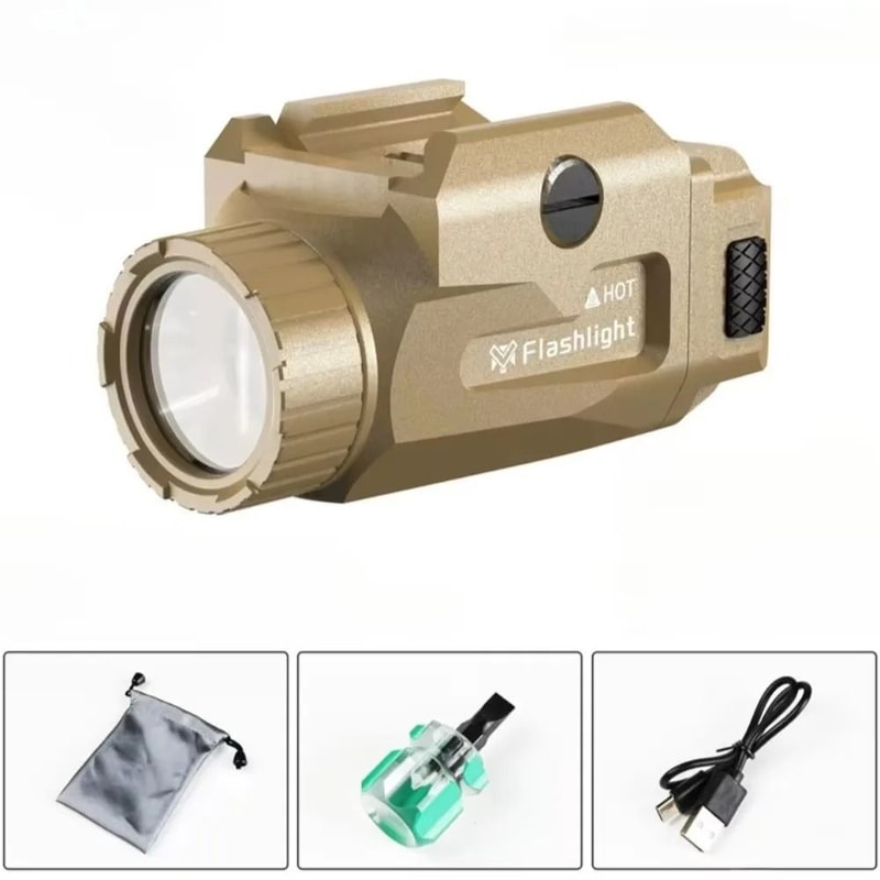 800LM Tactical Handgun Light With USB Recharge And Picatinny Rail Mount 1