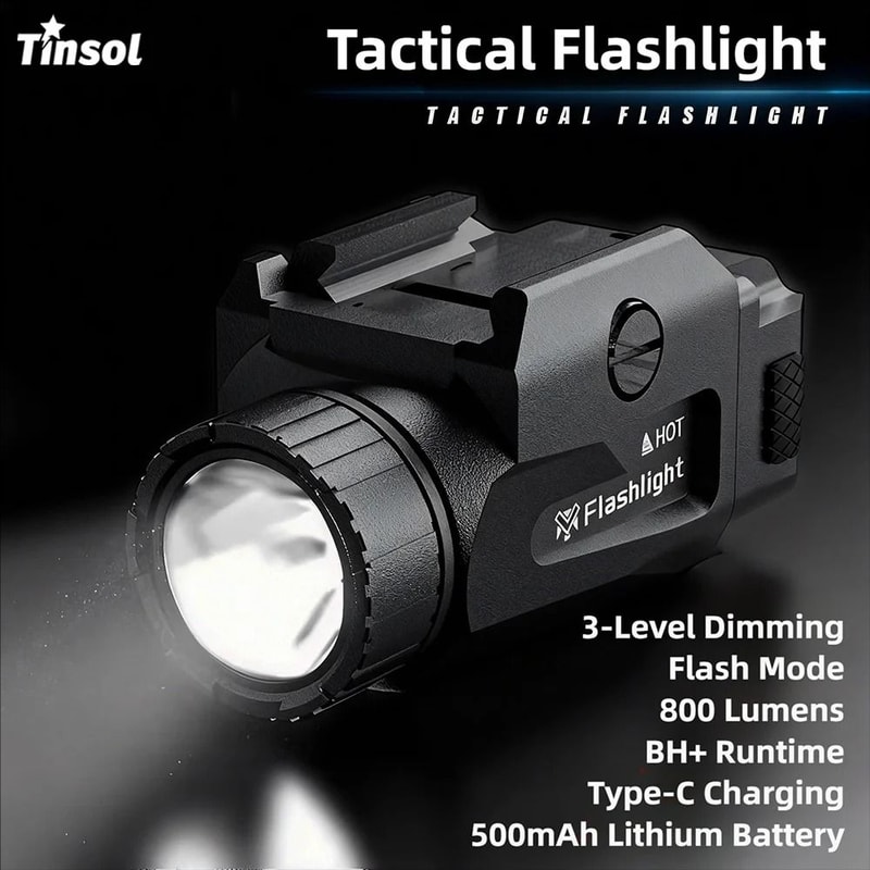 800LM Tactical Handgun Light With USB Recharge And Picatinny Rail Mount 7