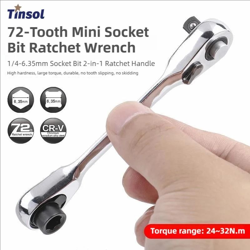 14 Inch Mini Ratchet Wrench 72 Tooth Double End Socket Tool 7