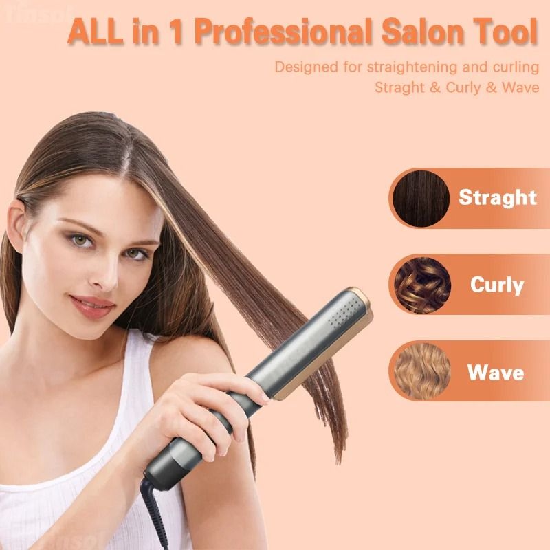 2 In 1 Ceramic Hair Straightener And Curler With Ionizer And LCD Wide Plates 7