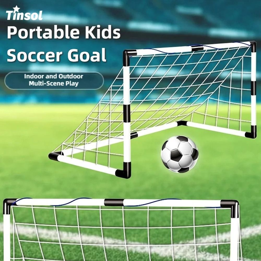 Foldable Kids Soccer Goal Set With Ball And Pump Portable Football Training Net 6