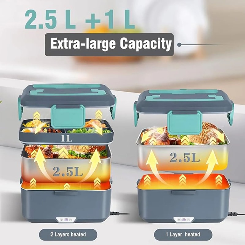 TINSOL 35L Electric Lunch Box Food Heater Quick Heating Portable Meal Warmer 5