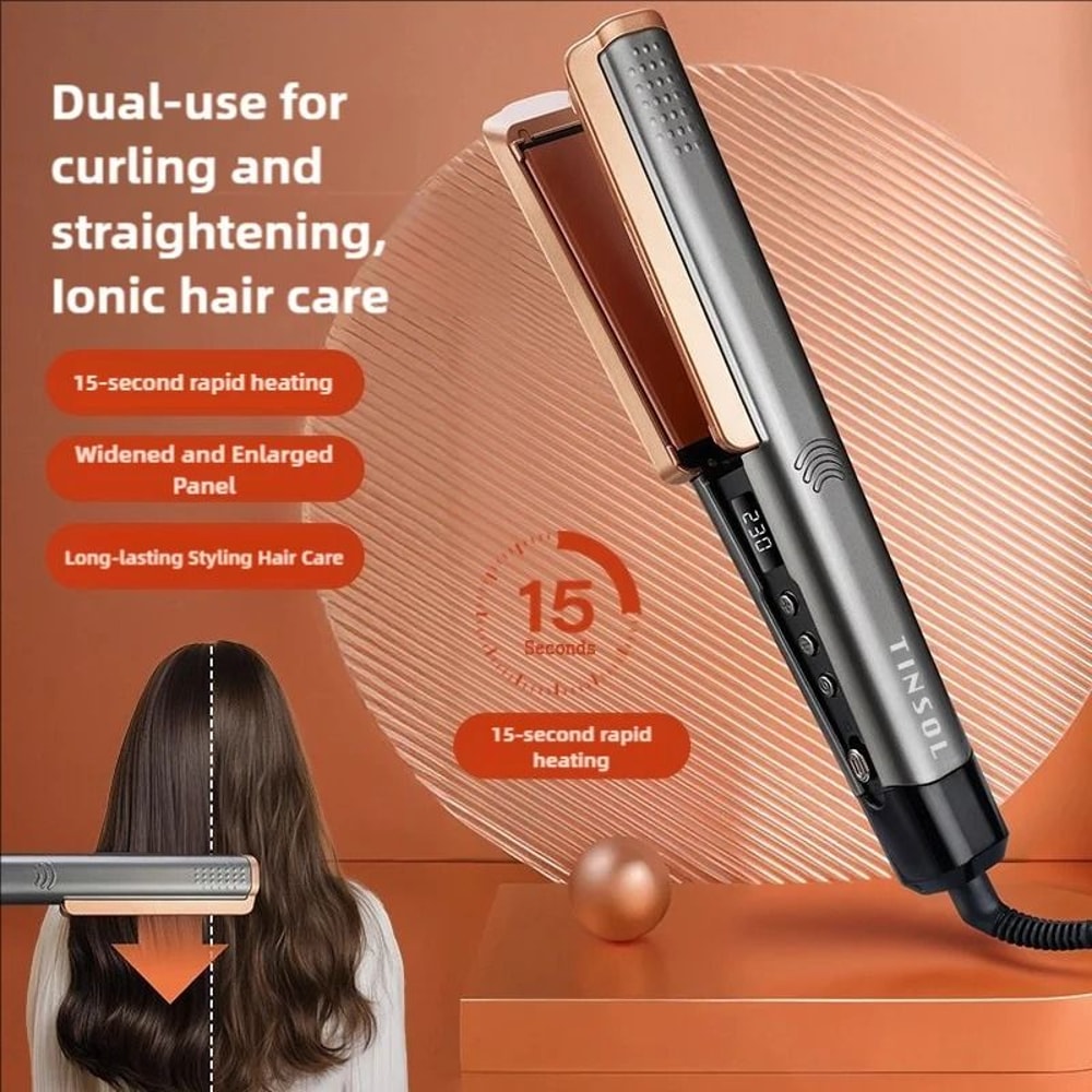 TINSOL 2 In 1 Professional Hair Straightener And Curling Iron With Negative Ion Wide Panel 3