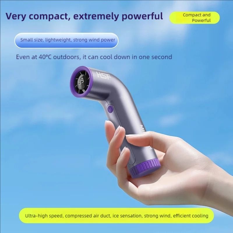 TurboForce 4000mAh Handheld Fan With Digital Display And Adjustable Speed 2