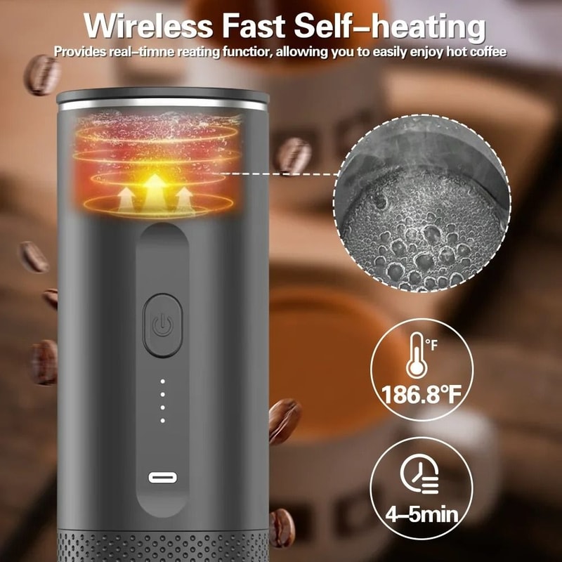 TINSOL 3 In 1 Wireless Portable Espresso Machine Travel Coffee Maker 3