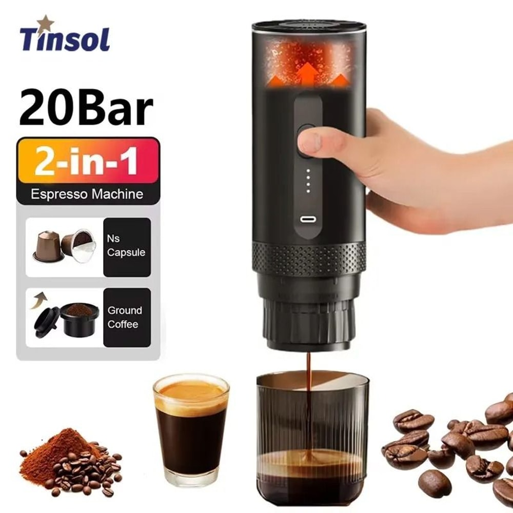 TINSOL 3 In 1 Wireless Portable Espresso Machine Travel Coffee Maker 7