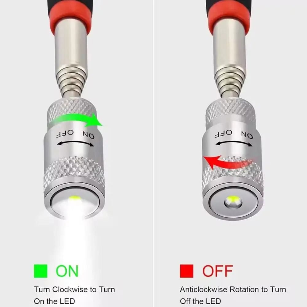 Magnetic Telescopic Pickup Tool With Inspection Mirror And Flashlight 2