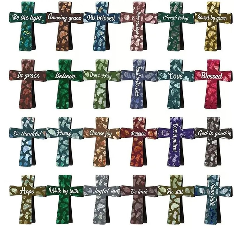 Cross Shaped Leather Magnetic Bookmark Elegant Page Marker 3
