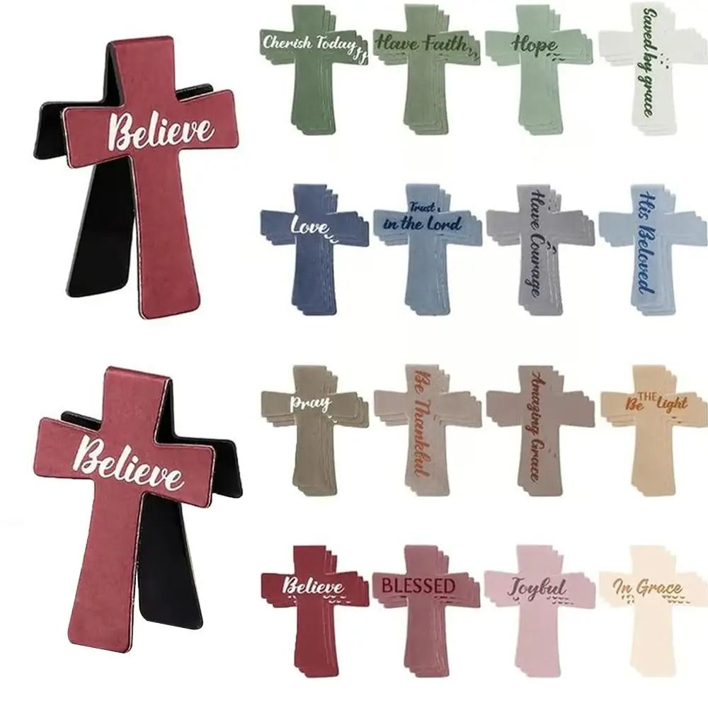 Cross Shaped Leather Magnetic Bookmark Elegant Page Marker 2