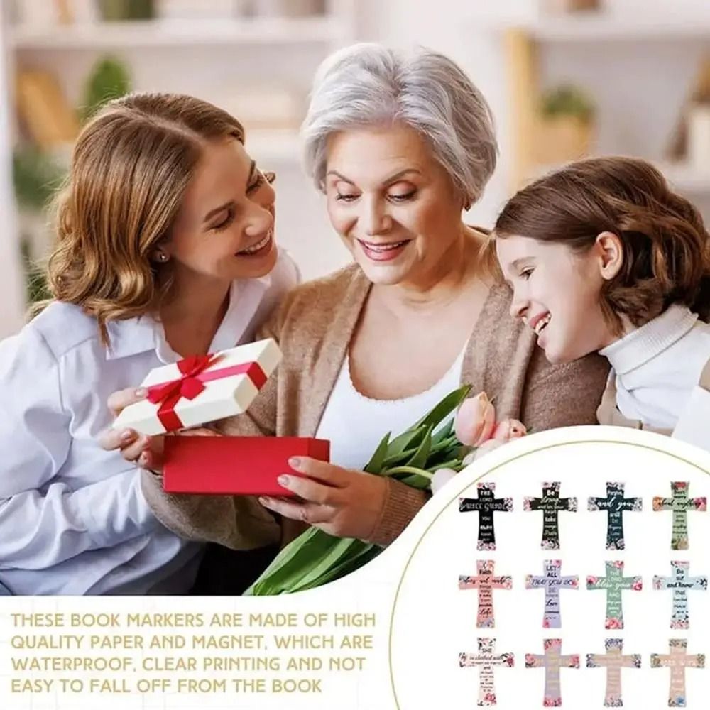 Cross Shaped Leather Magnetic Bookmark Elegant Page Marker 4