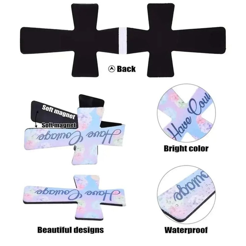 Cross Shaped Leather Magnetic Bookmark Elegant Page Marker 6