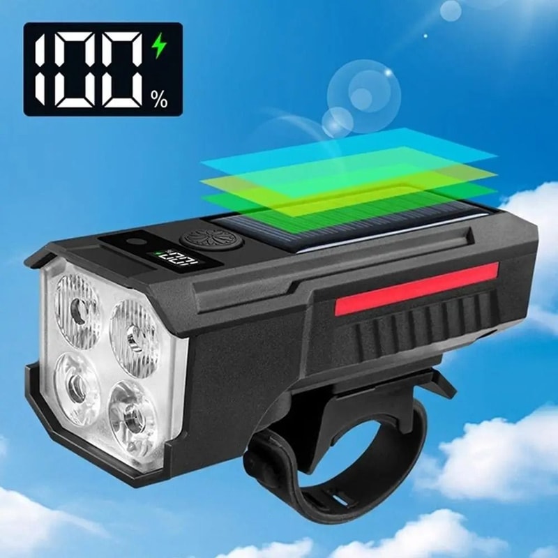Solar Powered Bicycle Light 2 In 1 Strong Beam Bike Flashlight 3