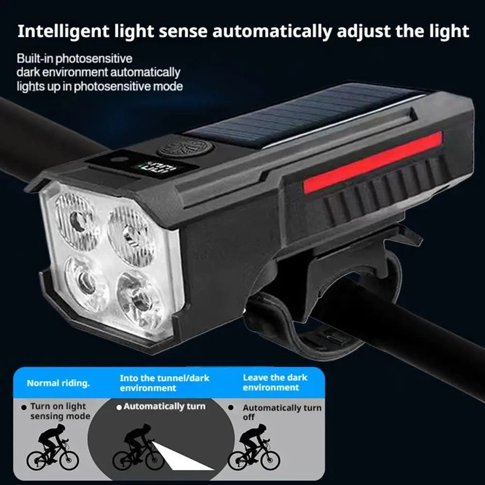 Solar Powered Bicycle Light 2 In 1 Strong Beam Bike Flashlight 6