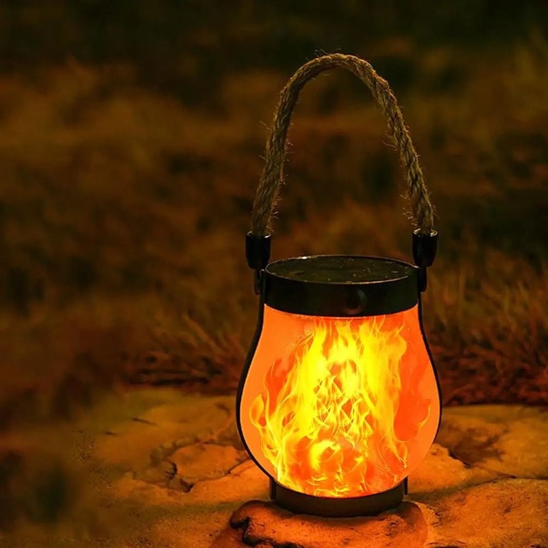 Solar Hanging Lantern Flickering Flame Outdoor Waterproof Light 2