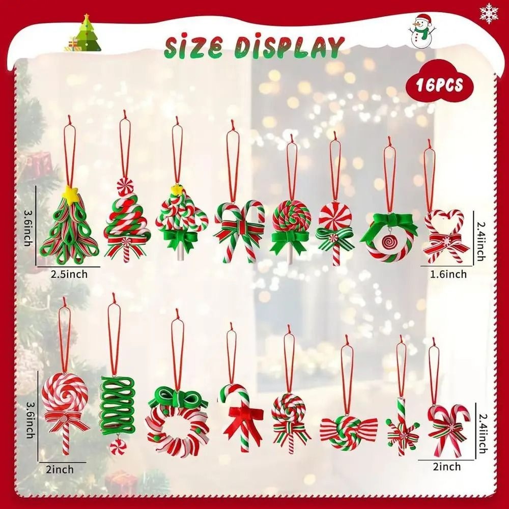 Wooden Candy Cane Christmas Tree Pendant Holiday Decoration 4