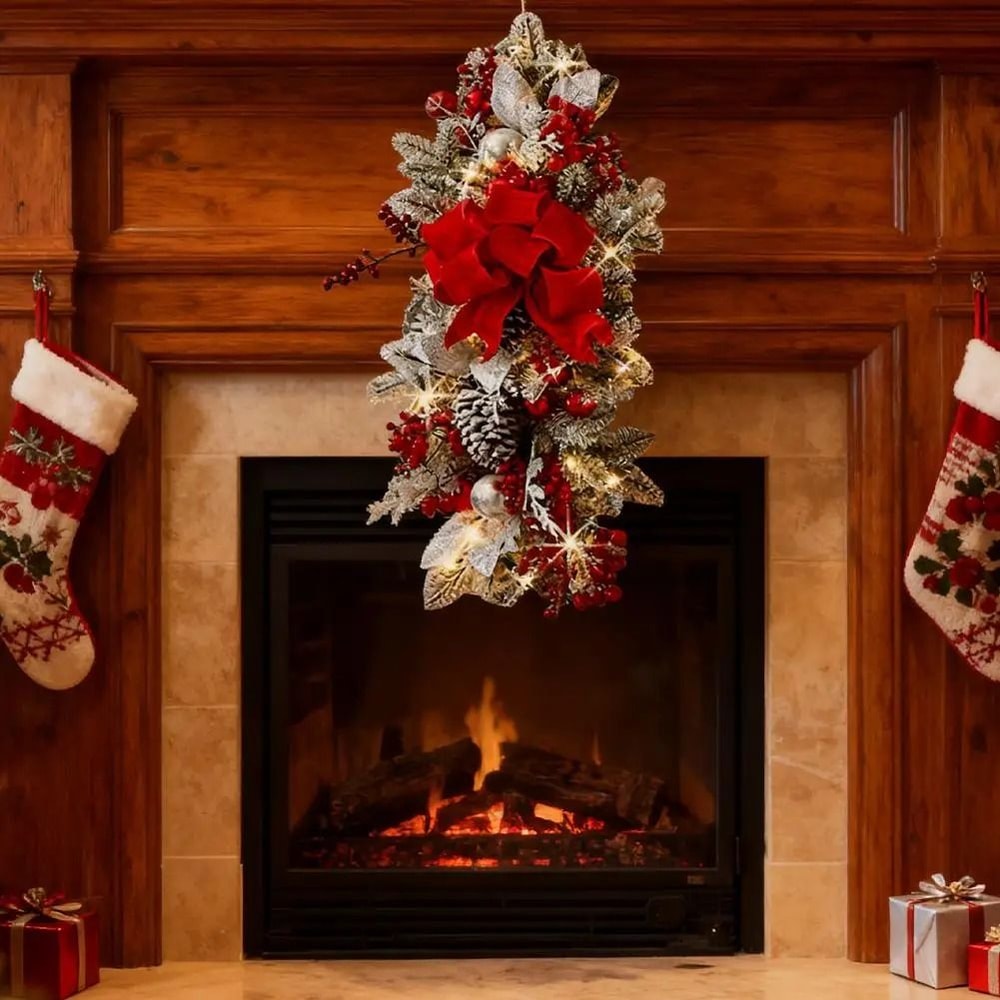 Nordic Christmas Staircase Wreath Hanging Decoration For Festive Home Decor 1
