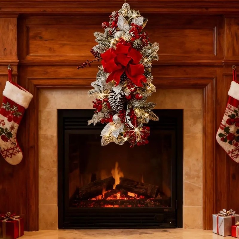 Nordic Christmas Staircase Wreath Hanging Decoration For Festive Home Decor 1