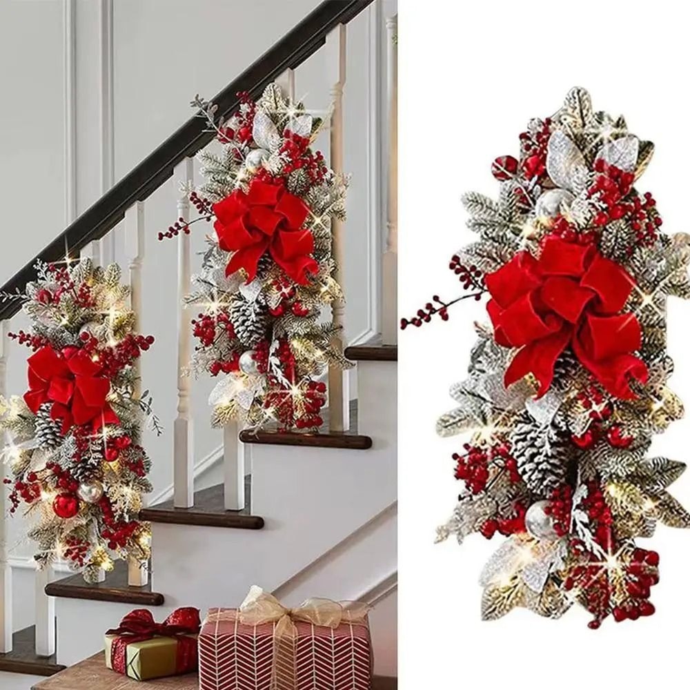 Nordic Christmas Staircase Wreath Hanging Decoration For Festive Home Decor 0