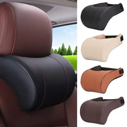 ergonomic leather car headrest neck pillow with memory cotton support