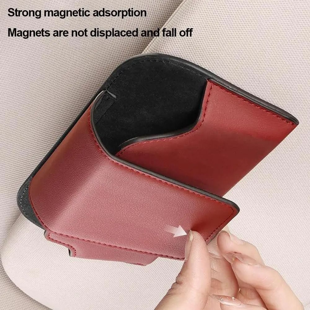 Leather Car Glasses Clip Sun Visor Sunglasses Holder Organizer 8