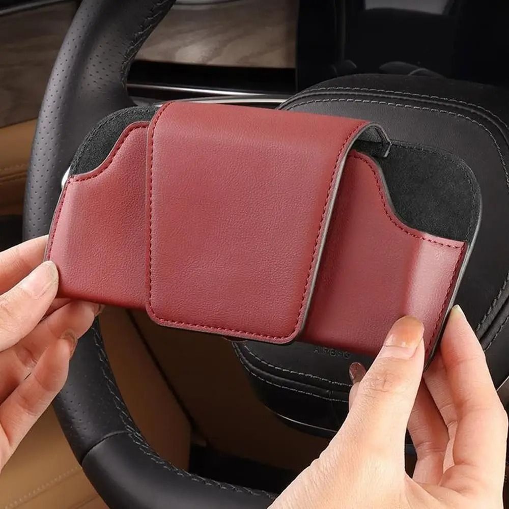 Leather Car Glasses Clip Sun Visor Sunglasses Holder Organizer 9