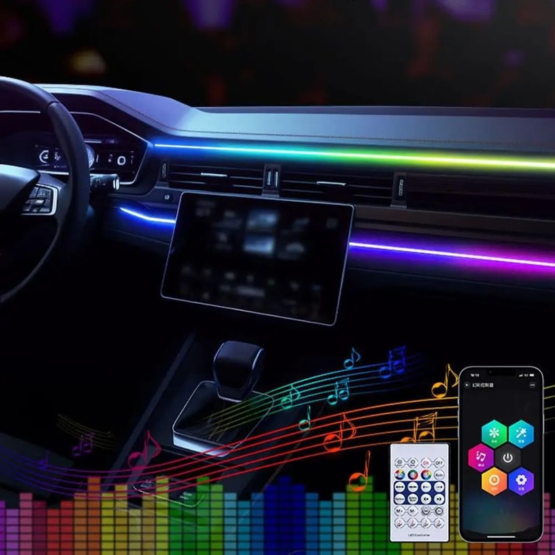 Smart RGB Acrylic LED Ambient Light Strip USB App Controlled Interior Lighting 5