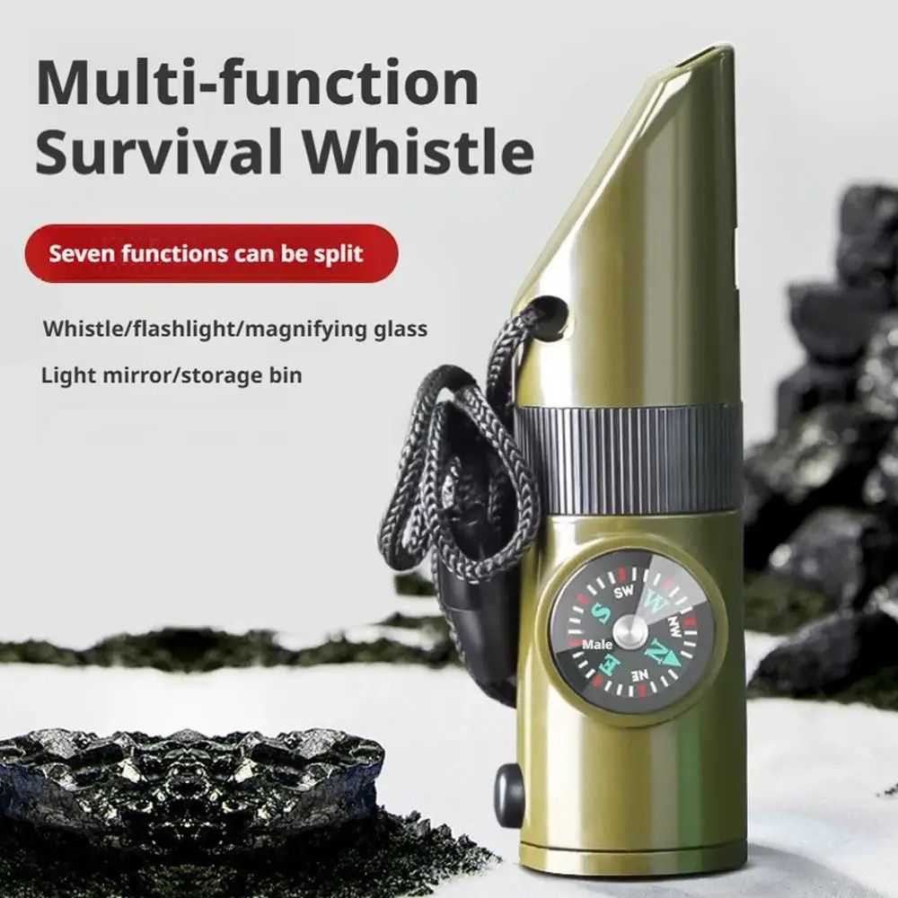 7 In 1 Outdoor Survival Whistle Emergency Compass Flashlight Tool 7