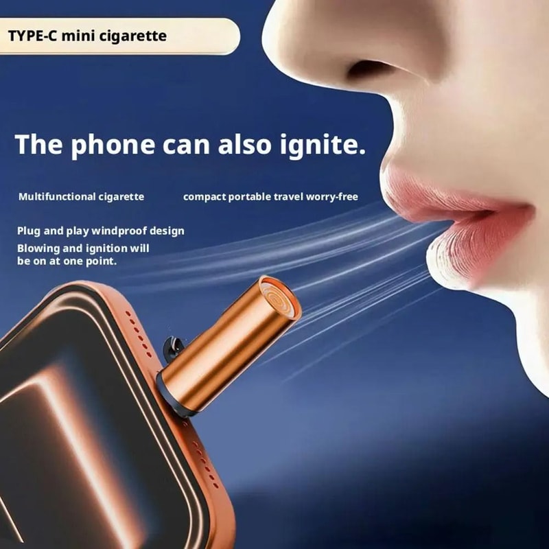 Type C Mini USB Windproof Electric Lighter Portable Tungsten Coil 9