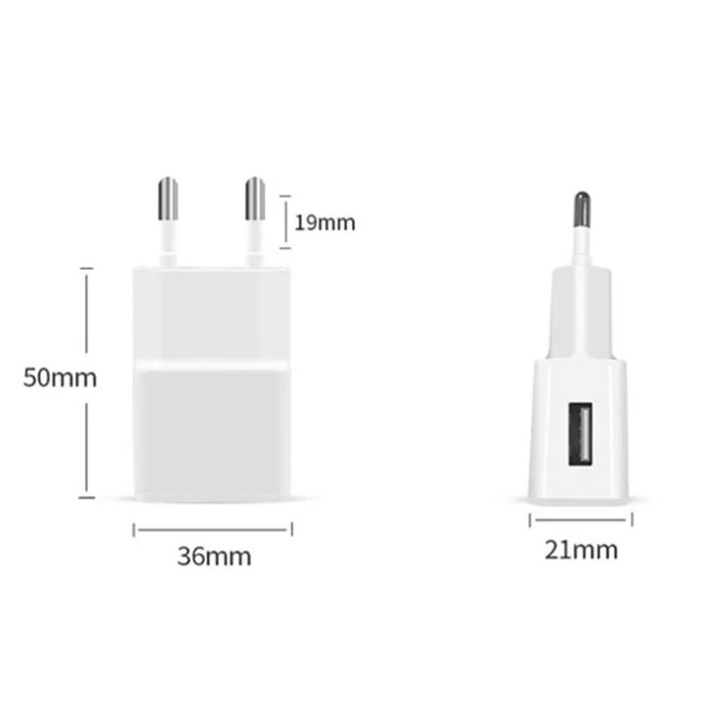 EU Plug Dual USB Wall Charger 5V 2A Fast Charging Travel Adapter 7