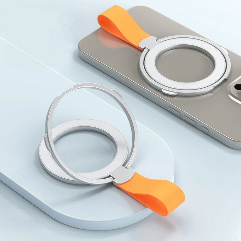 Magnetic Phone Ring Stand Holder With Strap For MagSafe IPhone 0