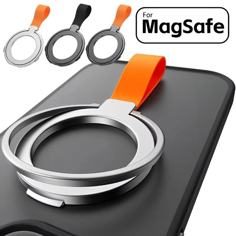 Magnetic Phone Ring Stand Holder With Strap For MagSafe IPhone 9
