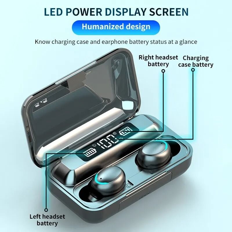 Wireless Bluetooth Earbuds With LED Display Waterproof TWS Headphones 2