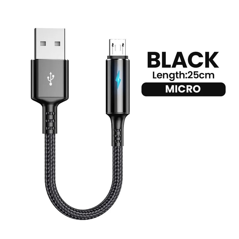 Short USB Charging Cable 025m Fast Charging Data Cord Type C Micro USB 1