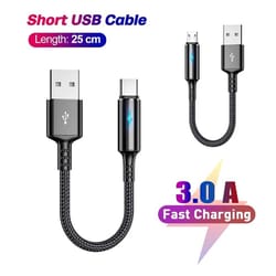 short usb charging cable 0.25m fast charging data cord type c micro usb