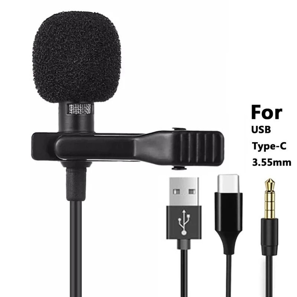Clip On USB Condenser Lavalier Microphone With Type C And 35mm Jack 10