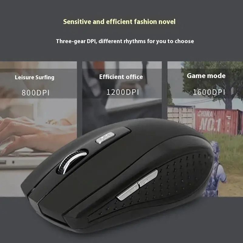 24GHz Wireless Gaming Mouse Adjustable DPI Ergonomic Optical Mouse 5
