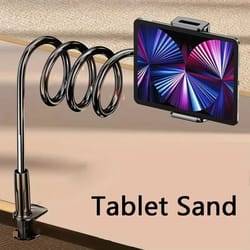 flexible gooseneck tablet holder stand with clamp for bed and desk