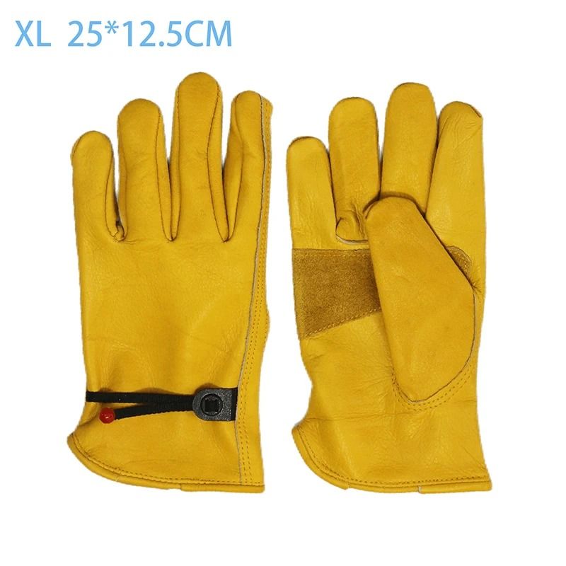 Cowhide Leather Work Gloves For Motorcycle Riding Cycling And Safety 3