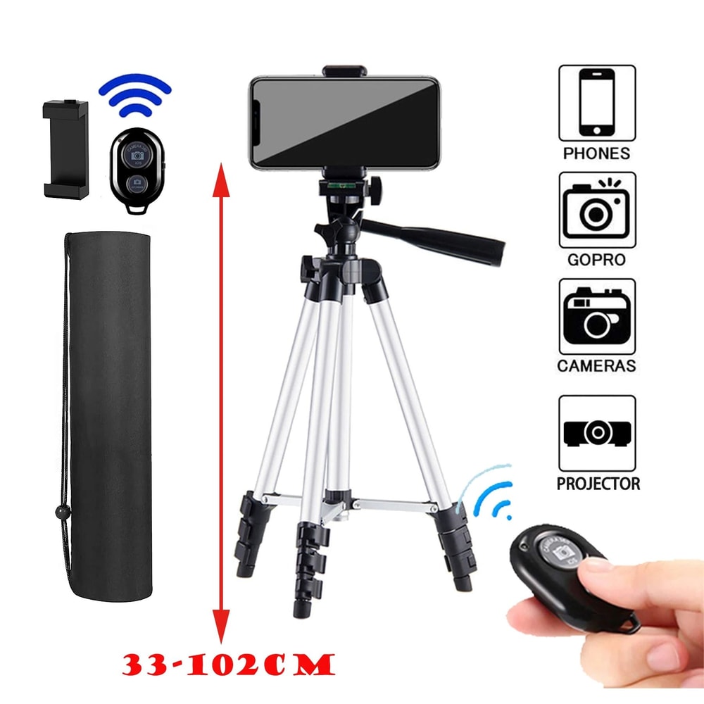 Universal Phone Tripod Stand With Bluetooth Remote For Video Recording 1