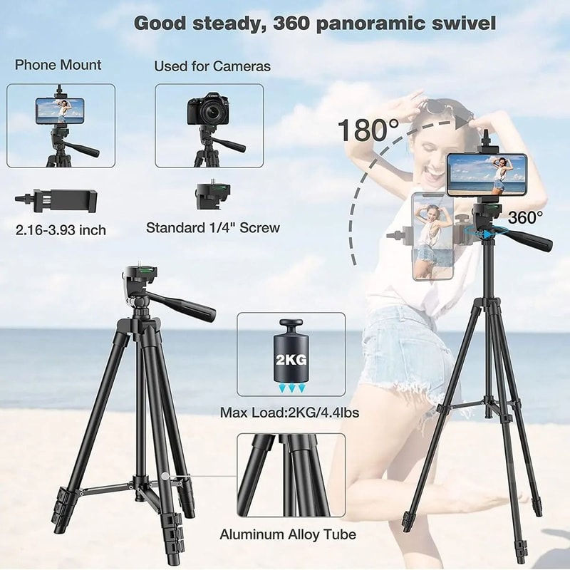 Universal Phone Tripod Stand With Bluetooth Remote For Video Recording 6