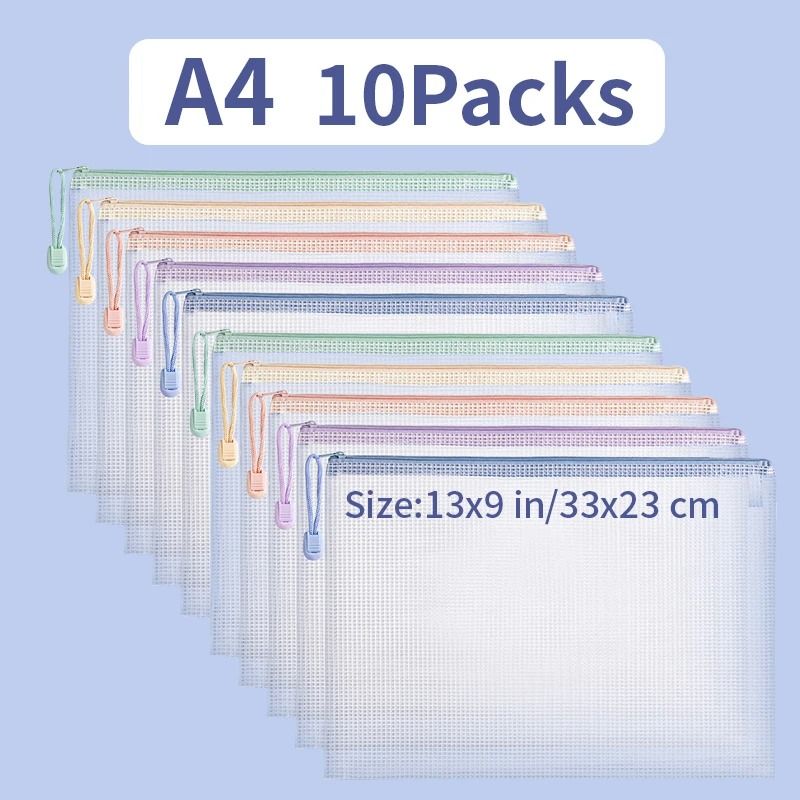 Waterproof Mesh Zipper Document Folder A4 A5 Storage Pouch 2