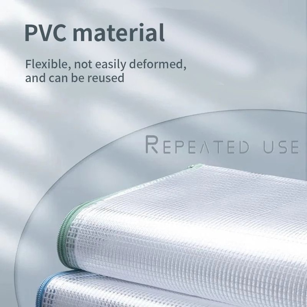Waterproof Mesh Zipper Document Folder A4 A5 Storage Pouch 6